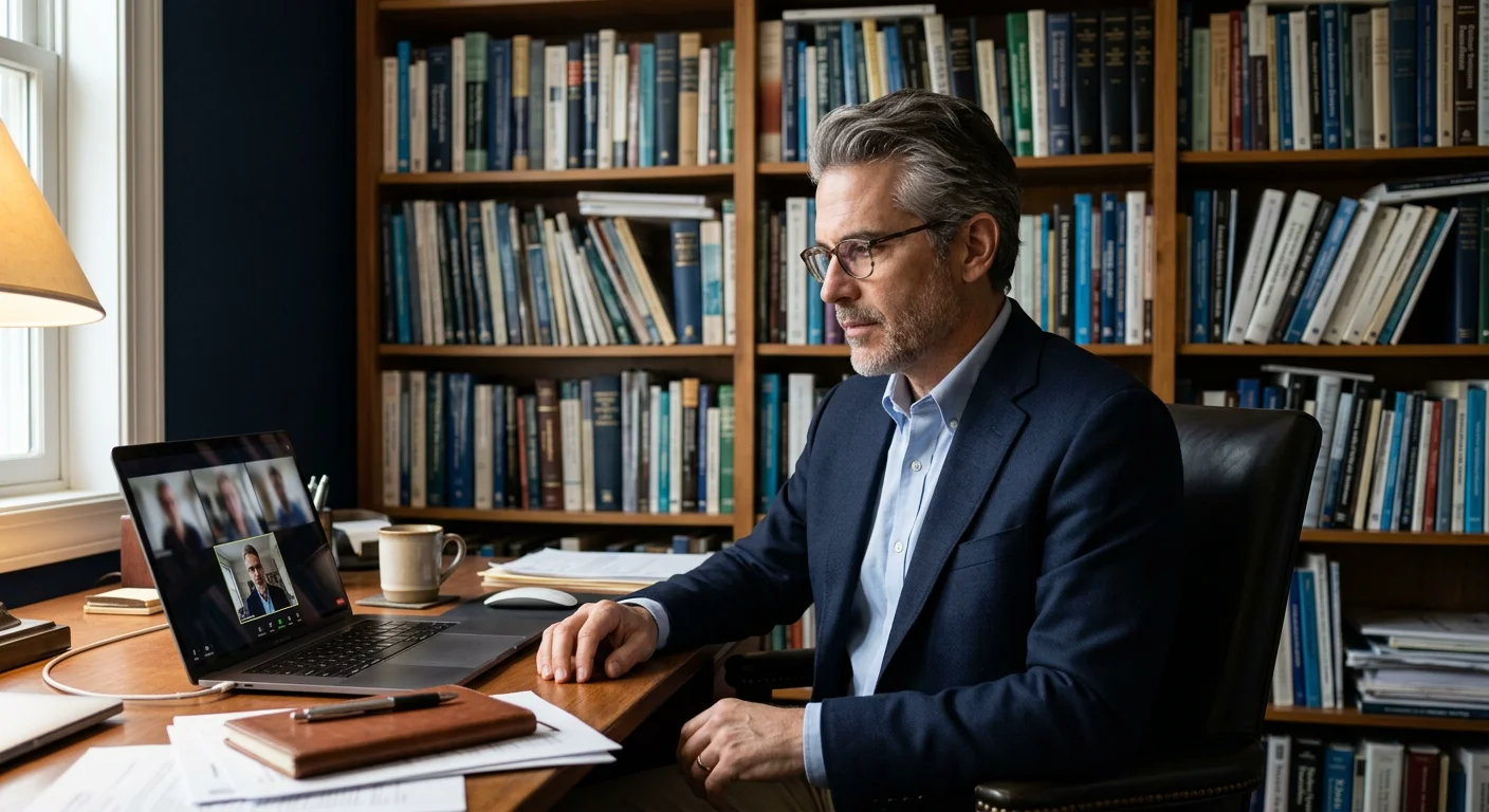 PhD-level technical expert conducting a remote AI/ML interview via video call